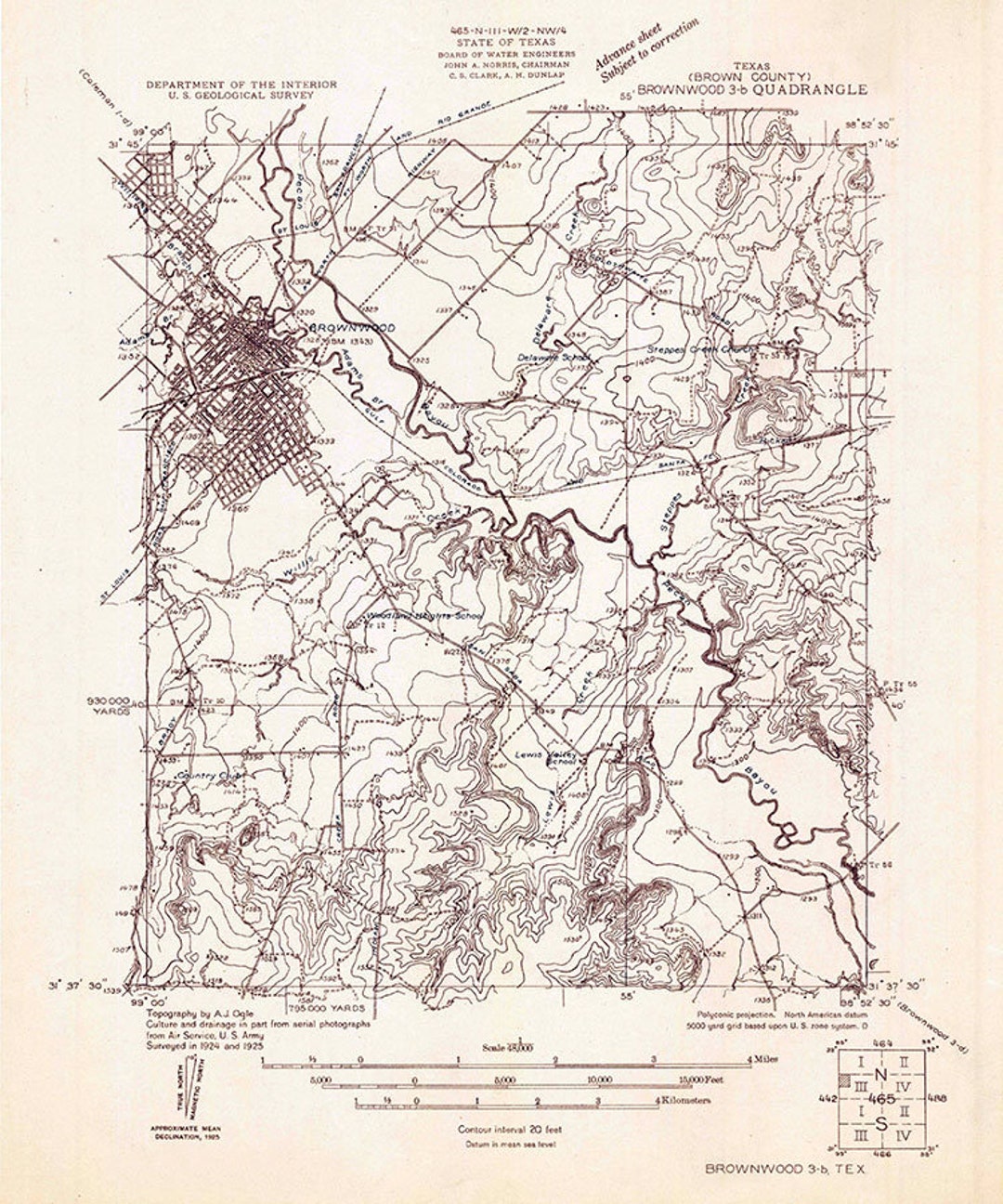 1925 Topo Map of Brownwood Texas - Il 1080xN.2538548936 Pgg7