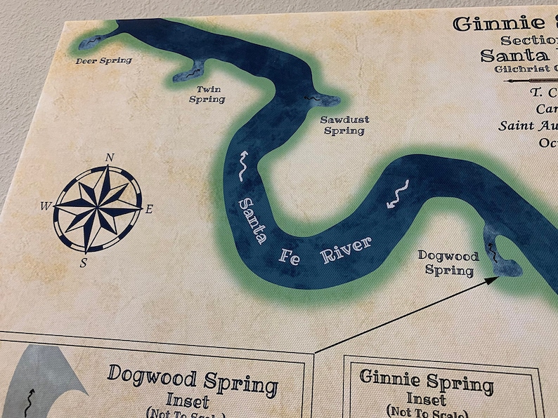 Ginnie Springs Section Map of the Santa Fe River Florida Etsy