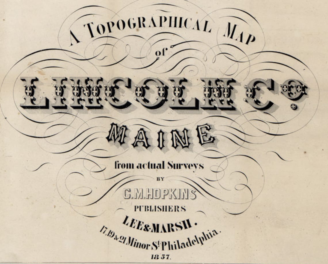 1857 Map of Lincoln County Maine Genealogy Etsy