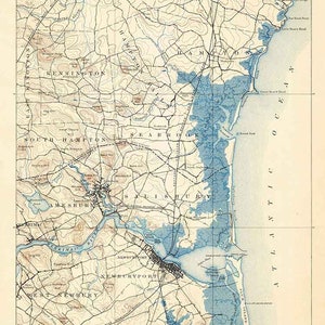 1890 Topo Map of Newburyport Massachusetts Quadrangle