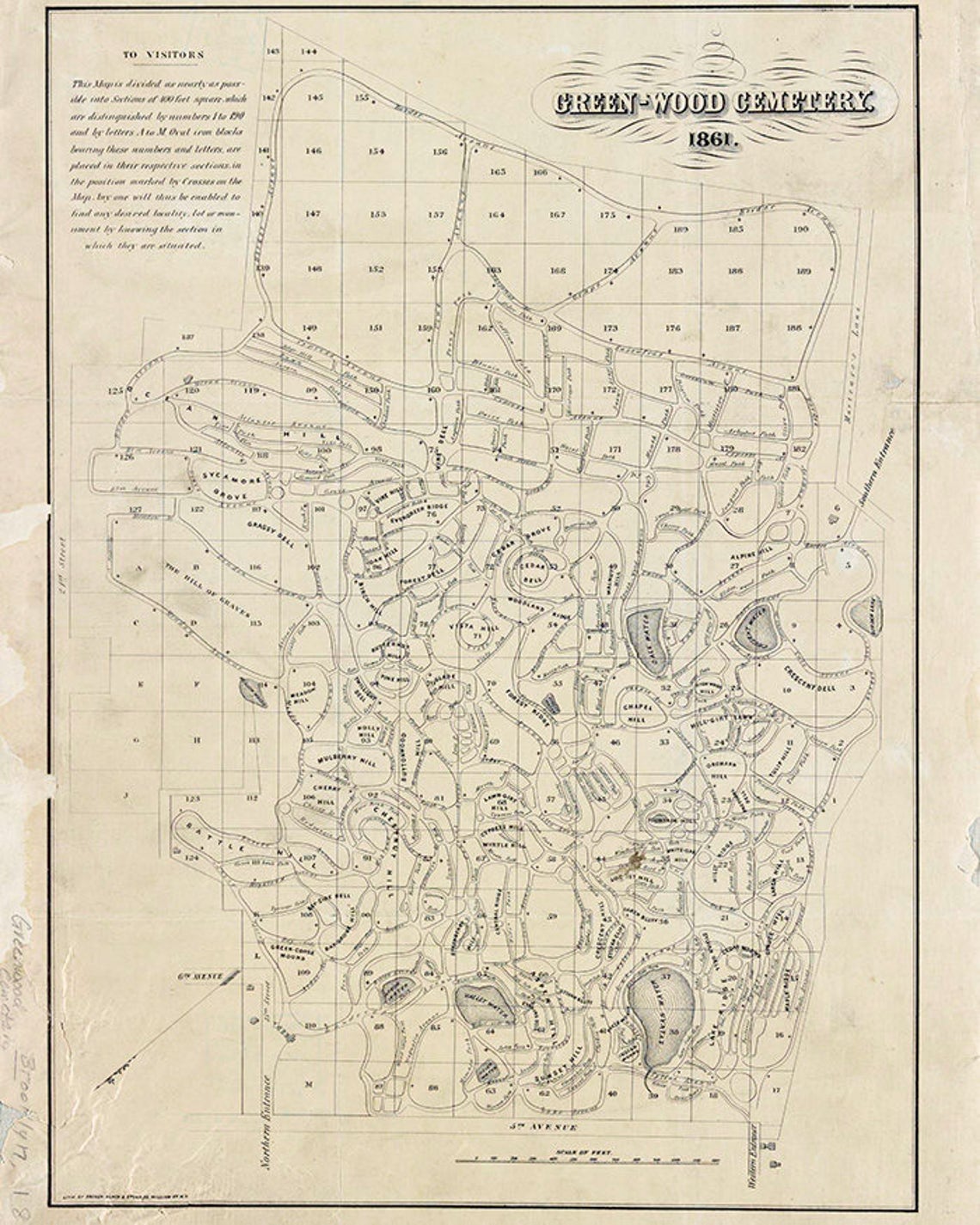 1861 Map of Greenwood Cemetery New York Etsy