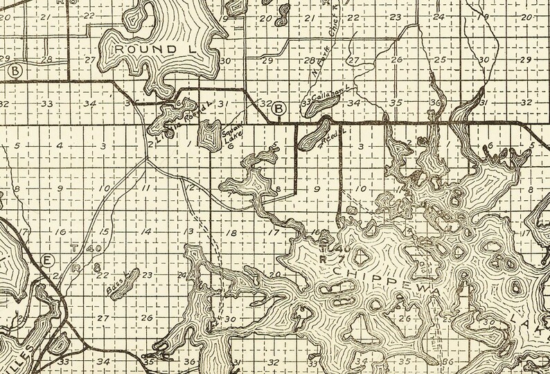 1927 Lake Region Map of Sawyer County Wisconsin Etsy