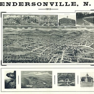 1913 Panorama-Karte von Hendersonville North Carolina