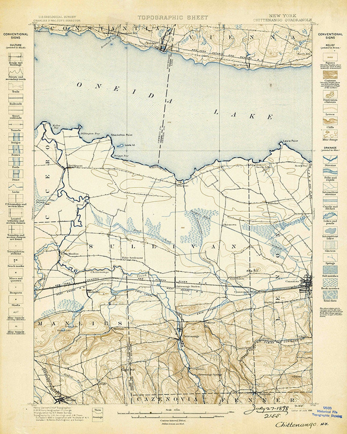 1898 Topo Map of Chittenango New York Quadrangle Etsy UK