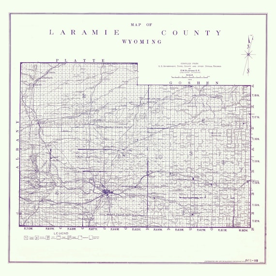 1916 Map of Laramie County Wyoming Etsy