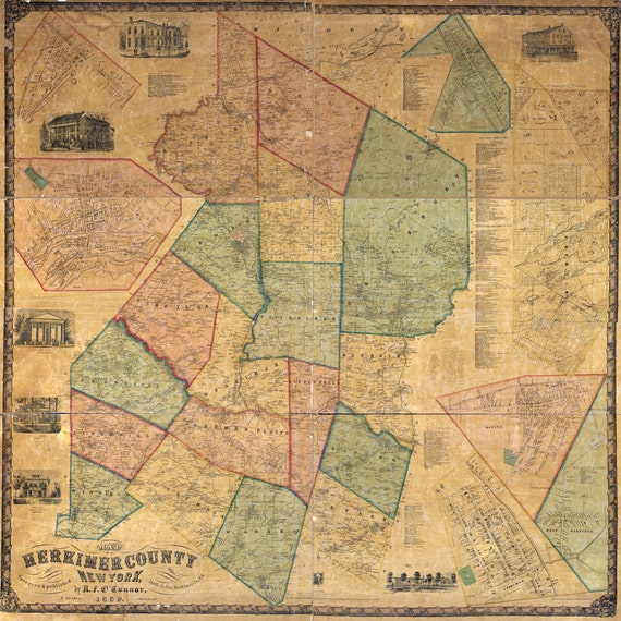 1859 Map of Herkimer County New York Etsy Denmark