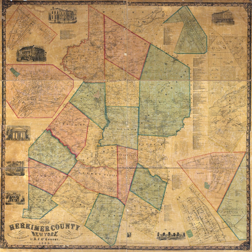 1859 Map of Herkimer County New York Etsy Denmark