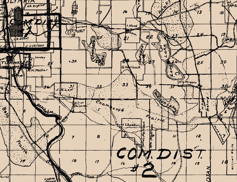 1890 Map of Thurston County Washington Etsy