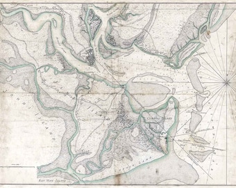 1780 Map of Charleston Harbor South Carolina