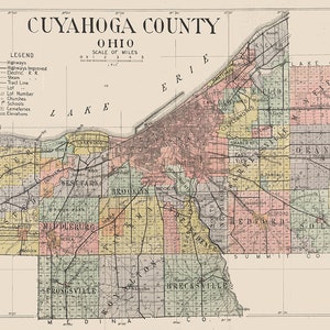 1915 Map of Cuyahoga County Ohio - Etsy