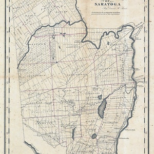 Carte 1829 du comté de Saratoga, New York