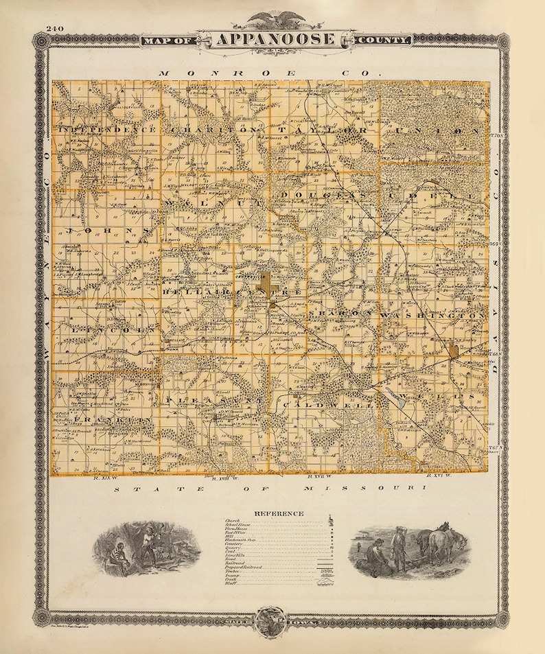 1875 Map of Appanoose County Iowa Etsy