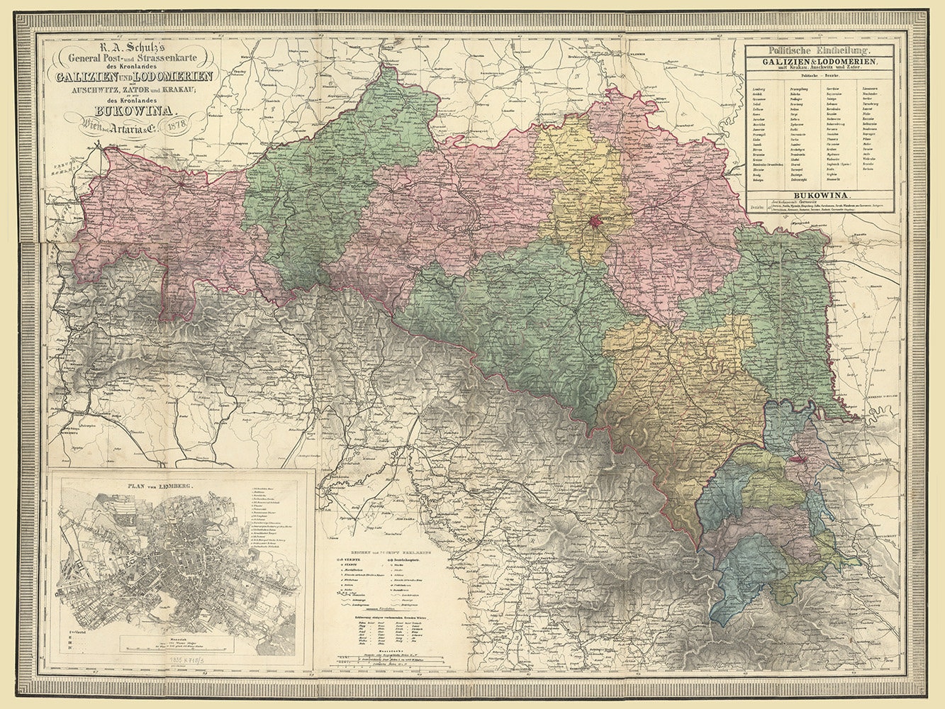 1878 Map of Galicia Lodomeria and Bukowina Galizien Crown Land - Etsy