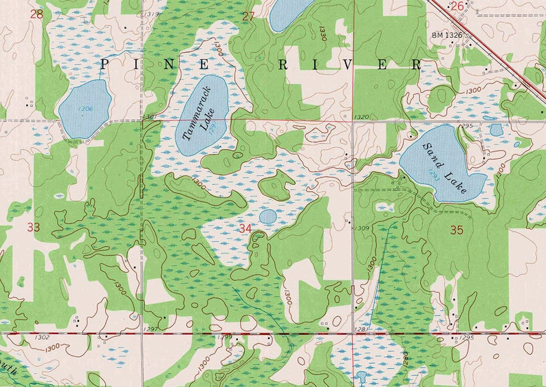 1959 Topo Map of Pine River Minnesota Quadrangle Norway Lake Etsy