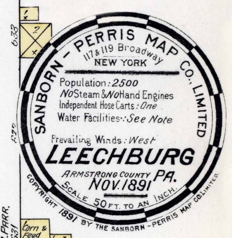 1891 Town Map of Leechburg Armstrong County Pennsylvania Etsy