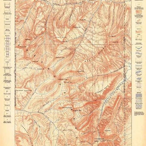 Carte topographique de 1899, Ishawooa, Wyoming, chaîne d'Absaroka