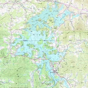 1988 Topo Map of Chatuage Lake and Hiwassee River Georgia North Carolina