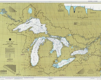 1997 Nautical Map of The Great Lakes