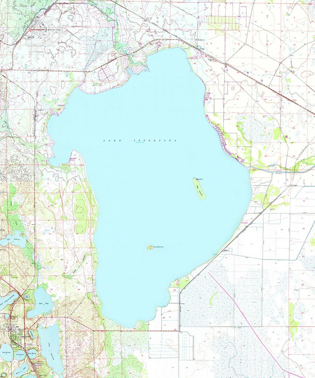 1973 Map of Lake Istokpoga Florida - Etsy