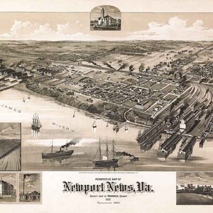 1891 Panorama-Karte von Newport News Virginia
