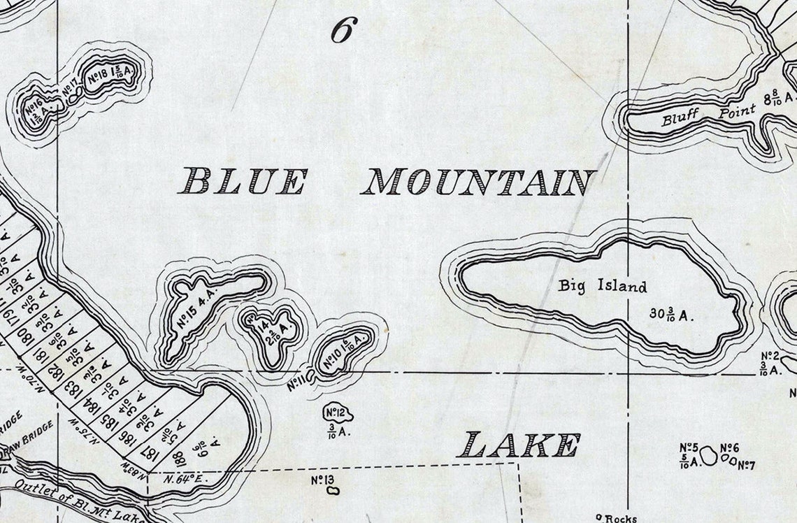 1900 Map of Blue Mountain Lake Hamilton County New York Etsy UK