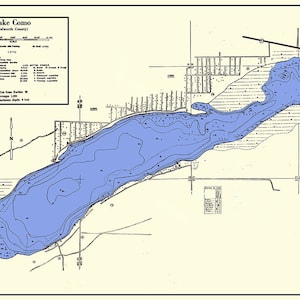 1970 Carte du lac de Côme Walworth County Wisconsin