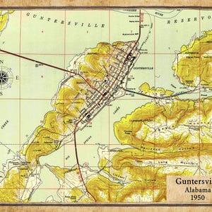Carte 1950 de Guntersville, Alabama