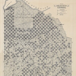 1887 Map of Ashland County Wisconsin