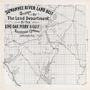 Kaart uit 1910 van de Suwannee River Land Belt, Florida