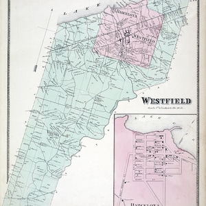 1867 Carte du canton de Westfield, comté de Chautauqua, New York