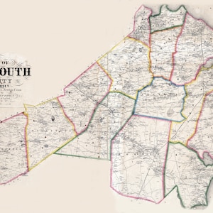 1861 Mapa del condado de Monmouth, Nueva Jersey