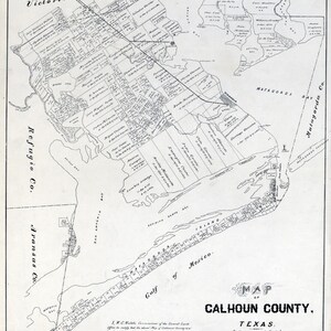 Carte 1879 du comté de Calhoun au Texas