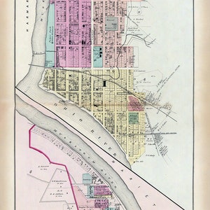 1877 Town Map of Marietta Washington County Ohio