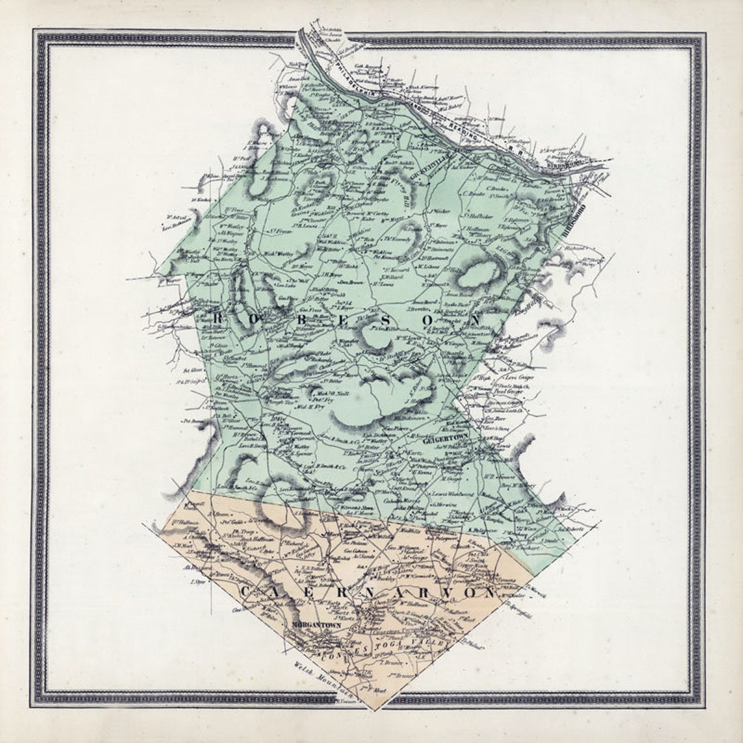 1862 Map of Robeson & Caernarvon Township Berks County Etsy
