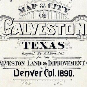 1890 Map of Galveston Texas - Etsy