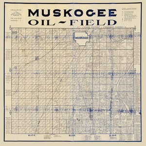 1903 Farm Line Map du champ pétrolifère du comté de Muskogee, Oklahoma