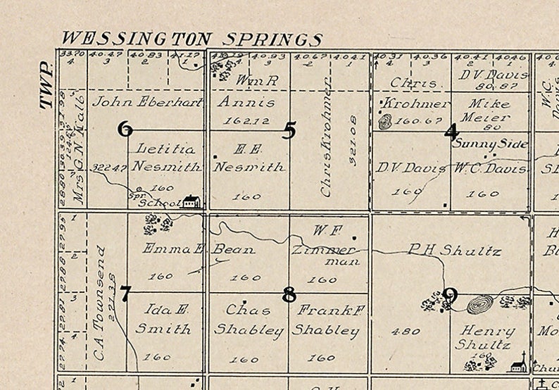 1909 Map of Viola Township Jerauld County South Dakota Etsy