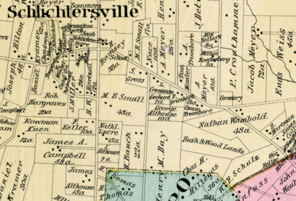 1891 Map of Rockhill Township Bucks County Pennsylvania Etsy