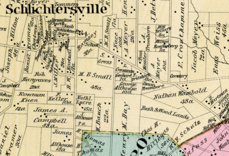 1891 Map of Rockhill Township Bucks County Pennsylvania Etsy
