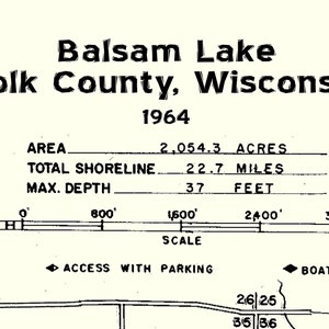1964 Map of Balsam Lake Polk County Wisconsin - Etsy
