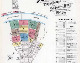 Stadsplattegrond uit 1896 van Homestead Allegheny County, Pennsylvania