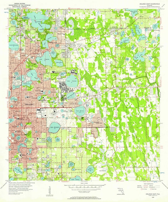 1956 Topo Map of Orlando East Florida Quadrangle Winter Park - Etsy