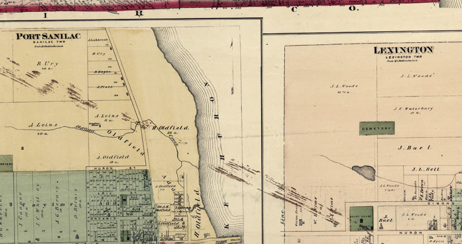1876 Farm Line Map of Sanilac County Michigan Port Sanilac Etsy Norway