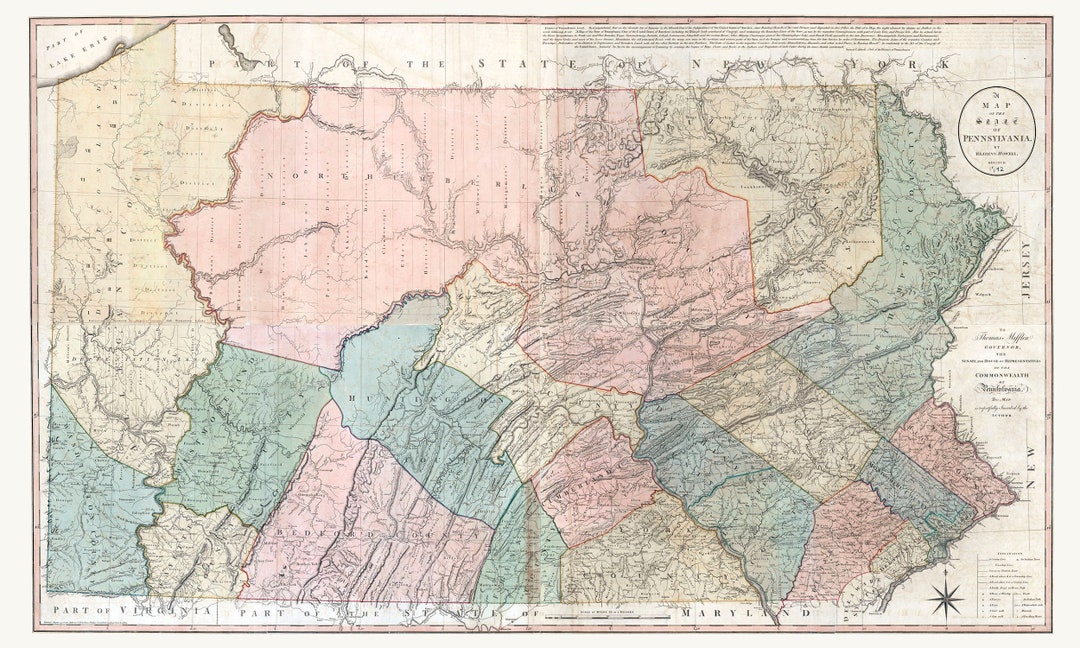 1792 Map of Pennsylvania Etsy