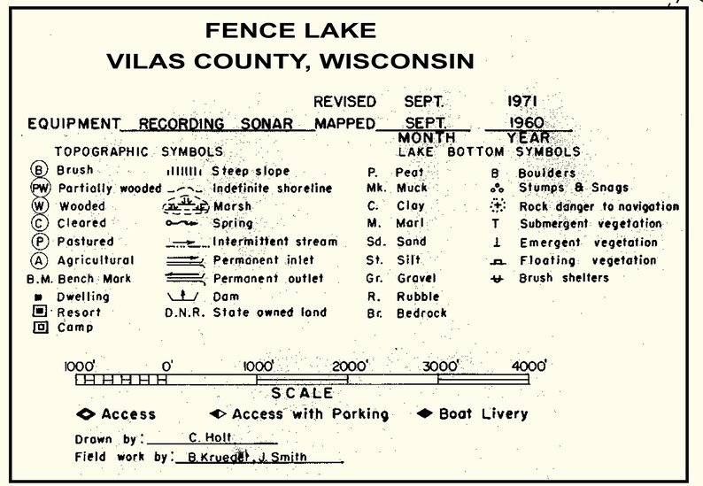 1971 Map of Fence Lake Vilas County Wisconsin Etsy