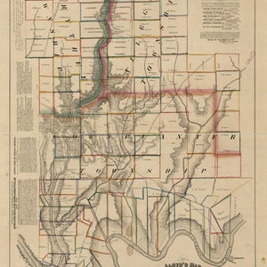 1864 Karte von der großen Öl Region Allegheny River Venango County in Pennsylvania