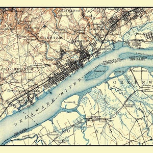 1900 Map of Chester Delaware County Pennsylvania