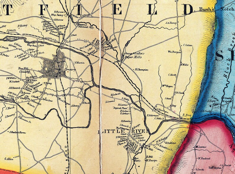 1857 Map of Hampden County Massachusetts Etsy