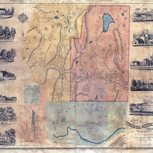 1855 Town Map of Stockbridge & West Stockbridge Berkshire County Massachusetts