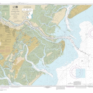 Carta Náutica de 2017 de Savannah River Georgia e Wassaw Sound Hilton Head Island